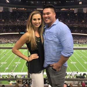 Black top with gold beaded neckline